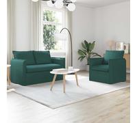 vidaXL Juego de Sofá 2 pcs Verde oscuro 136 x 82 x 85 cm Tela