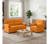 vidaXL Juego de Sofá 2 uds. Amarillo Oscuro Tela