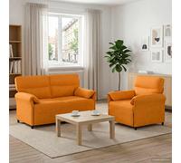 vidaXL Juego de Sofá 2 uds. Amarillo oscuro Tela