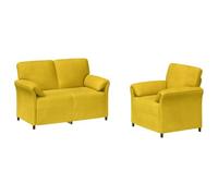vidaXL Juego de Sofá 2 uds. Amarillo Terciopelo