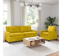 vidaXL Juego de Sofá 2 uds. Amarillo Terciopelo