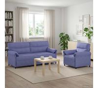 vidaXL Juego de Sofá 2 uds. Azul jeans Tela