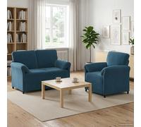 vidaXL Juego de Sofá 2 uds. Azul Terciopelo