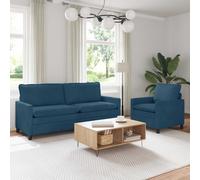 vidaXL Juego de Sofá 2 uds. Azul Terciopelo