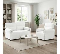 vidaXL Juego de Sofá 2 uds. Blanco Tela
