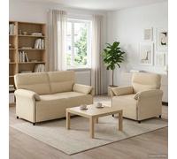 vidaXL Juego de Sofá 2 uds. Crema Tela