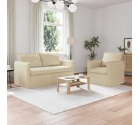 vidaXL Juego de Sofá 2 uds. Crema Tela
