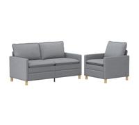 vidaXL Juego de Sofá 2 uds. Gris Claro Tela