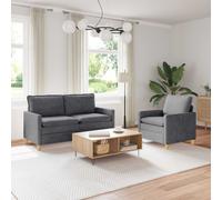 vidaXL Juego de Sofá 2 uds. Gris oscuro Poliéster
