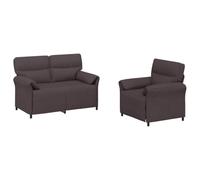 vidaXL Juego de Sofá 2 uds. Marrón Oscuro Tela