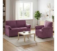 vidaXL Juego de Sofá 2 uds. Morado Terciopelo