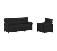 vidaXL Juego de Sofá 2 uds. Negro Tela