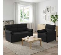 vidaXL Juego de Sofá 2 uds. Negro Tela