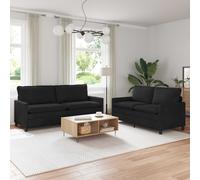 vidaXL Juego de Sofá 2 uds. Negro Terciopelo