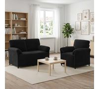vidaXL Juego de Sofá 2 uds. Negro Terciopelo