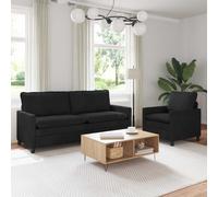 vidaXL Juego de Sofá 2 uds. Negro Terciopelo