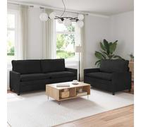 vidaXL Juego de Sofá 2 uds. Negro Terciopelo