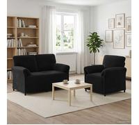 vidaXL Juego de Sofá 2 uds. Negro Terciopelo