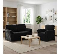 vidaXL Juego de Sofá 2 uds. Negro Terciopelo