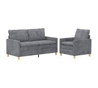 vidaXL Juego de Sofá 2 uds. Poliéster Multicolor Gris claro