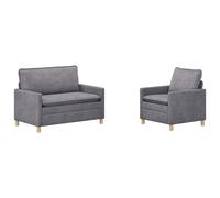 vidaXL Juego de Sofá 2 uds. Poliéster Multicolor Gris claro