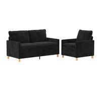 vidaXL Juego de Sofá 2 uds. Poliéster Multicolor Negro