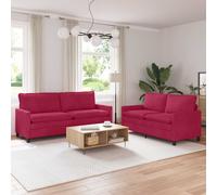 vidaXL Juego de Sofá 2 uds. Rojo vino Terciopelo