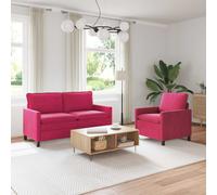 vidaXL Juego de Sofá 2 uds. Rojo vino Terciopelo