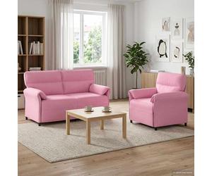 vidaXL Juego de Sofá 2 uds. Rosa Tela
