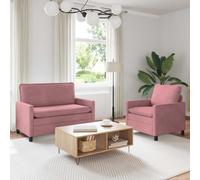 vidaXL Juego de Sofá 2 uds. Rosa Terciopelo
