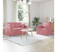 vidaXL Juego de Sofá 2 uds. Rosa Terciopelo