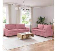 vidaXL Juego de Sofá 2 uds. Rosa Terciopelo