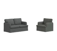 vidaXL Juego de Sofá 2 uds. tela 144 x 80 x 85 cm Multicolor Gris oscuro