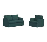 vidaXL Juego de Sofá 2 uds. tela 144 x 80 x 85 cm Multicolor Verde oscuro