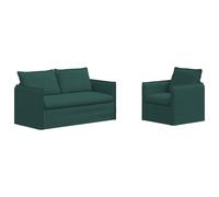 vidaXL Juego de Sofá 2 uds. Tela 156 x 82 x 85 cm Multicolor Verde oscuro