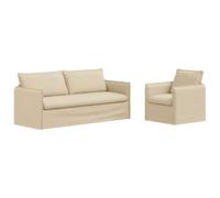 vidaXL Juego de Sofá 2 uds. Tela 196 x 82 x 85 cm Multicolor Crema
