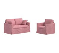 vidaXL Juego de Sofá 2 uds. Terciopelo 138 x 78 x 80 cm Multicolor Rosa