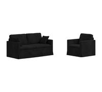vidaXL Juego de Sofá 2 uds. Terciopelo 158 x 78 x 80 cm Multicolor Negro
