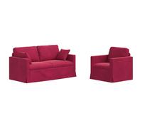 vidaXL Juego de Sofá 2 uds. Terciopelo 158 x 78 x 80 cm Multicolor Rojo vino tinto