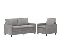 vidaXL Juego de Sofá 2 uds. Terciopelo Multicolor Gris claro