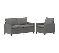 vidaXL Juego de Sofá 2 uds. Terciopelo Multicolor Gris oscuro