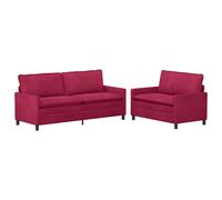 vidaXL Juego de Sofá 2 uds. Terciopelo Multicolor Rojo vino tinto