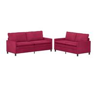vidaXL Juego de Sofá 2 uds. Terciopelo Multicolor Rojo vino tinto