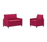 vidaXL Juego de Sofá 2 uds. Terciopelo Multicolor Rojo vino tinto