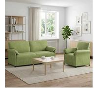 vidaXL Juego de sofás de 2 piezas, color verde esmeralda, tapizado en terciopelo