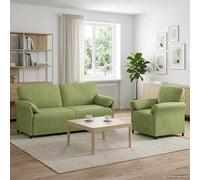 vidaXL Juego de sofás de 2 piezas, color verde esmeralda, tapizado en terciopelo