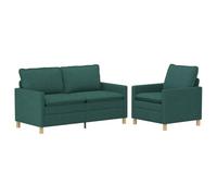 vidaXL Juego de Sofá 2 uds. Verde Oscuro Tela