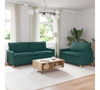 vidaXL Juego de Sofá 2 uds. Verde oscuro Tela