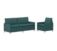 vidaXL Juego de Sofá 2 uds. Verde Oscuro Tela