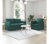 vidaXL Juego de Sofá 2 uds. Tela 156 x 82 x 85 cm Multicolor Verde oscuro